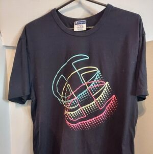 Champion shirt mens XL Black short sleeve big logo tee casual basic